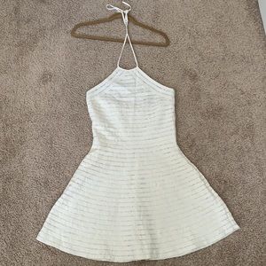 Parker NY Karmen Off White Cream Ivory Halter Silk and Lace Dress